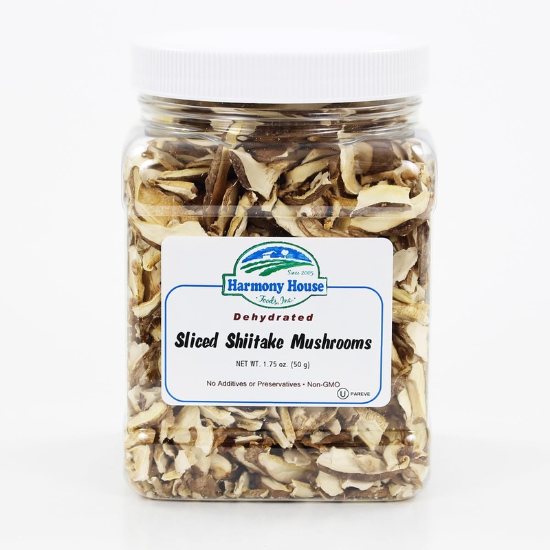 Harmony House Foods Dried Sliced Shiitake Mushrooms (1.75 Oz, Quart Size Jar)