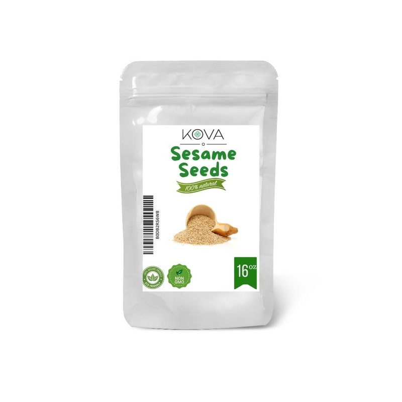 Kovafood Sesame Whole Seed - 1Lb | Raw Unhulled Sesame Seed For Cooking And Food Seasoning | Gluten Free | Non-Gmo | Nutrition R