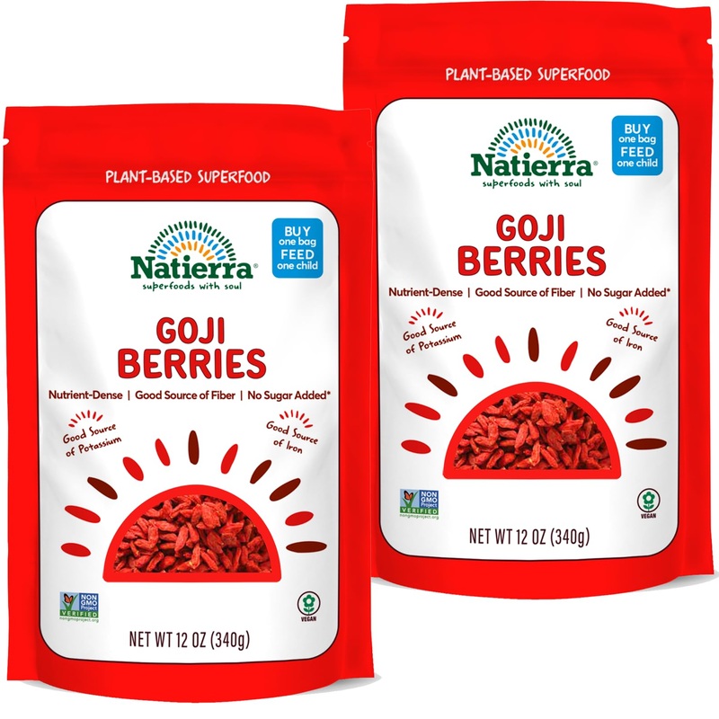 Natierra Goji Berries | Non-Gmo & Vegan | Gluten-Free | No Sugar Added | 12 Ounce (Pack Of 2)