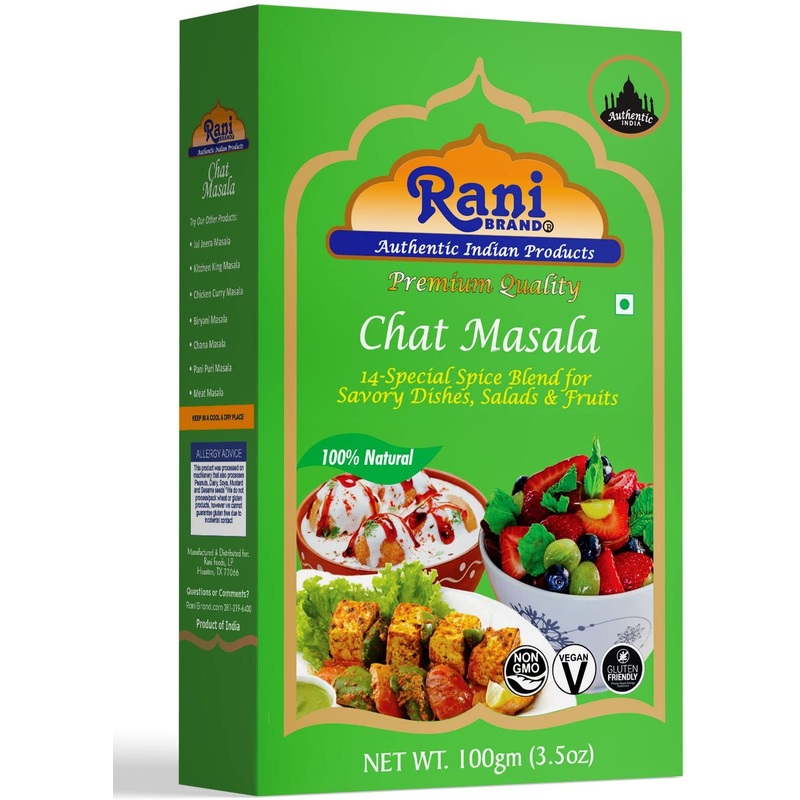 Rani Chat Masala (14 Spice Seasoning Salt) Tangy Indian Seasoning 3.5Oz (100G) ~ All Natural | No Msg | Vegan | No Colors | Glut