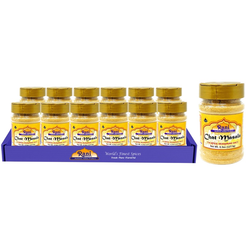 Rani Chat Masala (14 Spice Seasoning Salt) Tangy Indian Seasoning 4.5Oz (127.5G) Pet Jar, Pack Of 12 ~ All Natural | No Msg | Ve