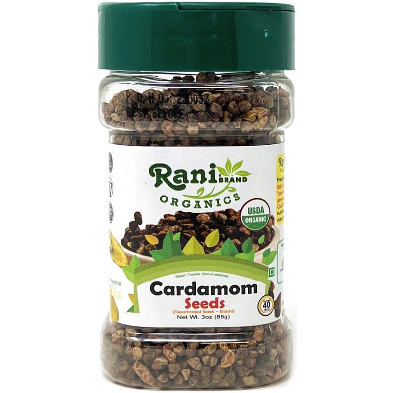 Rani Organic Cardamom (Elachi) Decorticated Seeds (From Green Cardamom) Indian Spice 3.5Oz (100G) Pet Jar ~ All Natural | Vegan
