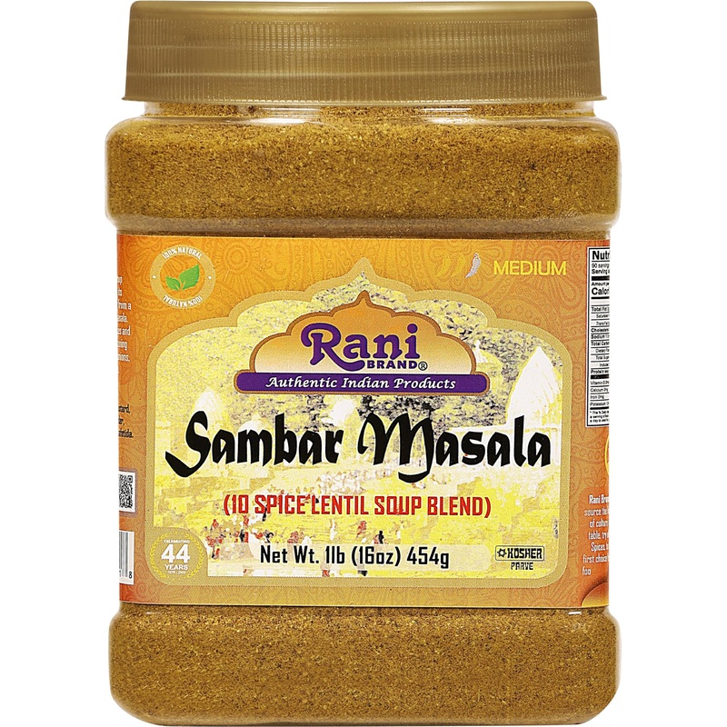 Rani Sambar Masala (Lentil Soup Spice Blend) 16Oz (1Lb) 454G Pet Jar ~ All Natural | Vegan | No Colors | Gluten Friendly | Non-G