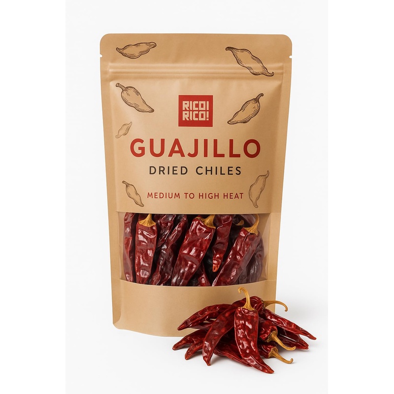 Rico Rico Dried Guajillo Chile Peppers 4 Oz - Premium Natural Mexican Chili For Mole, Tamales, Salsa & More - Mild To Medium Hea