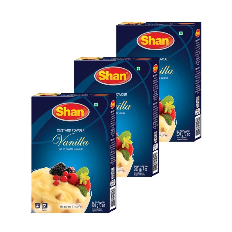 Shan - Custard Powder Vanilla, 7 Oz (200G) Suitable For Vegetarians, Halal (Pack Of 3)
