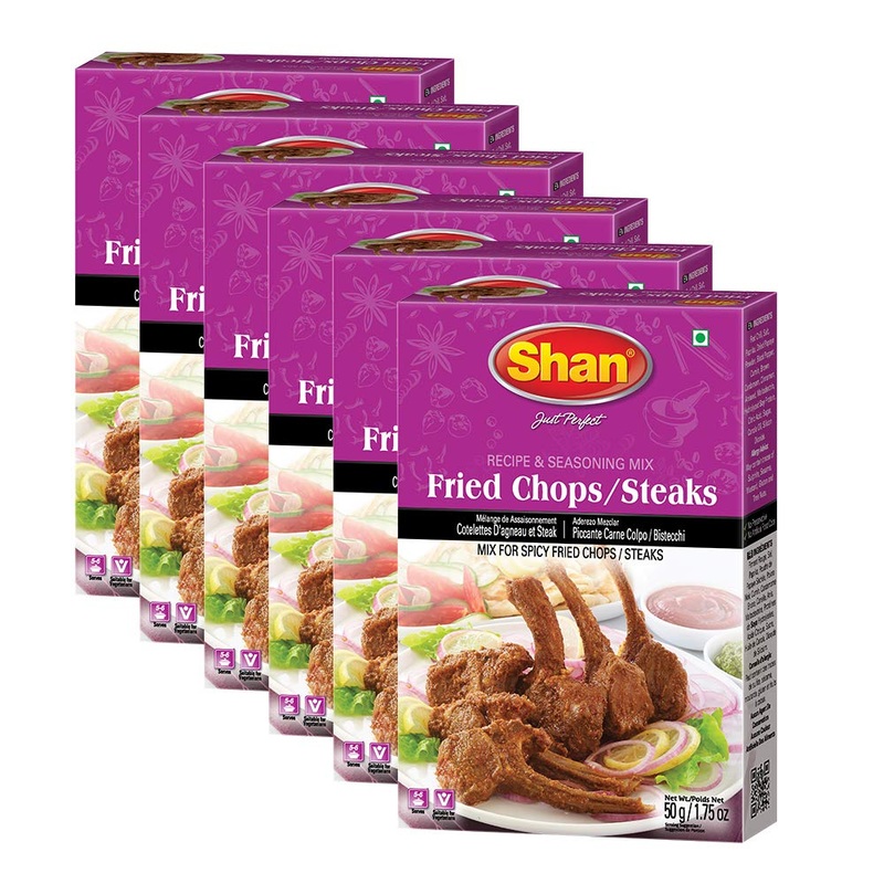 Shan - Fried Chops/Steak Seasoning Mix (50G) - Spice Packets For Spicy Fried Meat (Pack Of 6)