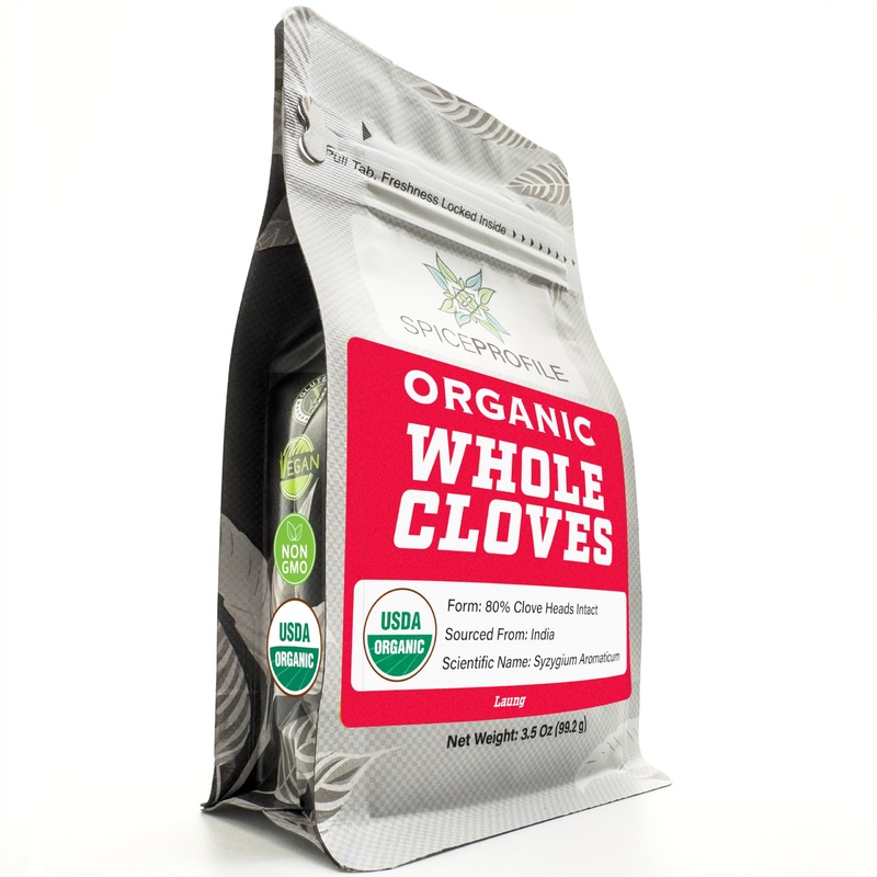 Spice Profile Usda Organic Whole Cloves, Lab Tested, Resealable 3.5 Oz Pouch, Laung, Clavos De Olor