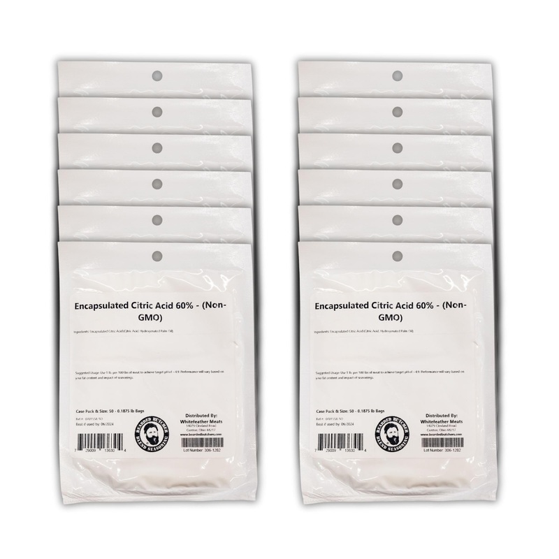 Bearded Butchers Encapsulated Citric Acid 60%, 3Oz Case Of 12 Packs - Non-Gmo Sausage Tang For Diy Meat Processing - Season Up T