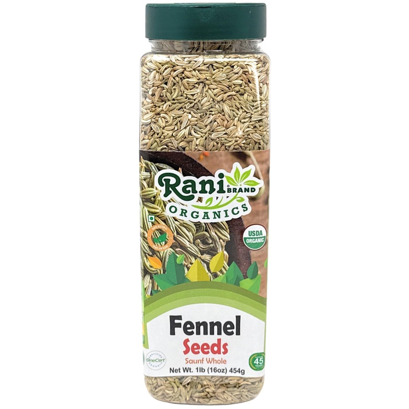 Rani Organic Fennel Seeds (Saunf Sabut) Whole Spice 16Oz (1Lb) 454G Pet Jar ~ All Natural | Vegan | Gluten Friendly | Non-Gmo |