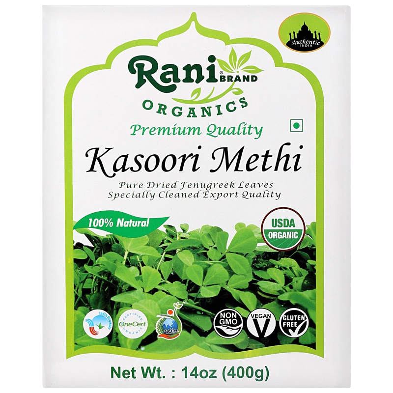 Rani Organic Fenugreek Leaves Dried (Kasoori Methi) 14Oz (400G) ~ All Natural | Vegan | Gluten Friendly | Non-Gmo | Indian Origi
