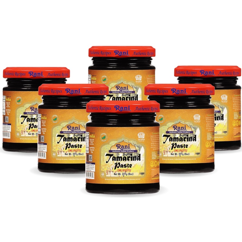 Rani Tamarind Paste Puree (Imli) 8Oz (227G) Glass Jar, No Added Sugar, Pack Of 5+1 Free ~ All Natural | Vegan | Gluten Free | No