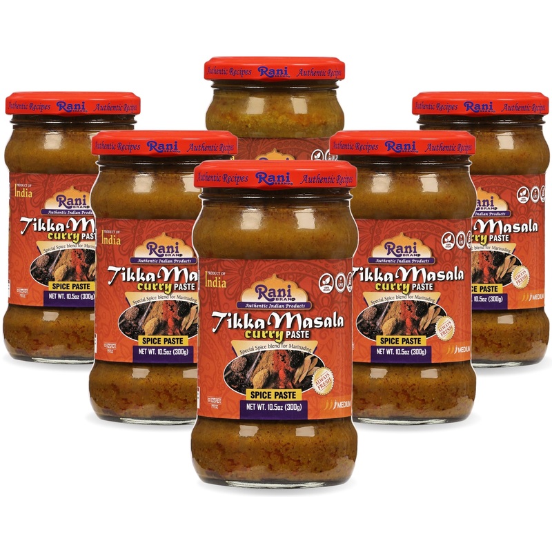 Rani Tikka Masala Cooking Spice Paste 10.5Oz (300G) Glass Jar, Pack Of 5+1 Free ~ No Colors | All Natural | Non-Gmo | Kosher | V