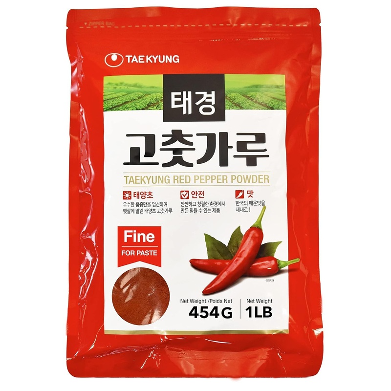 Taekyung Chili Powder For Paste (Fine, 1Lb) - Korean Gochugaru. Red Pepper Spice Seasoning For Asian Food. Msg Free.