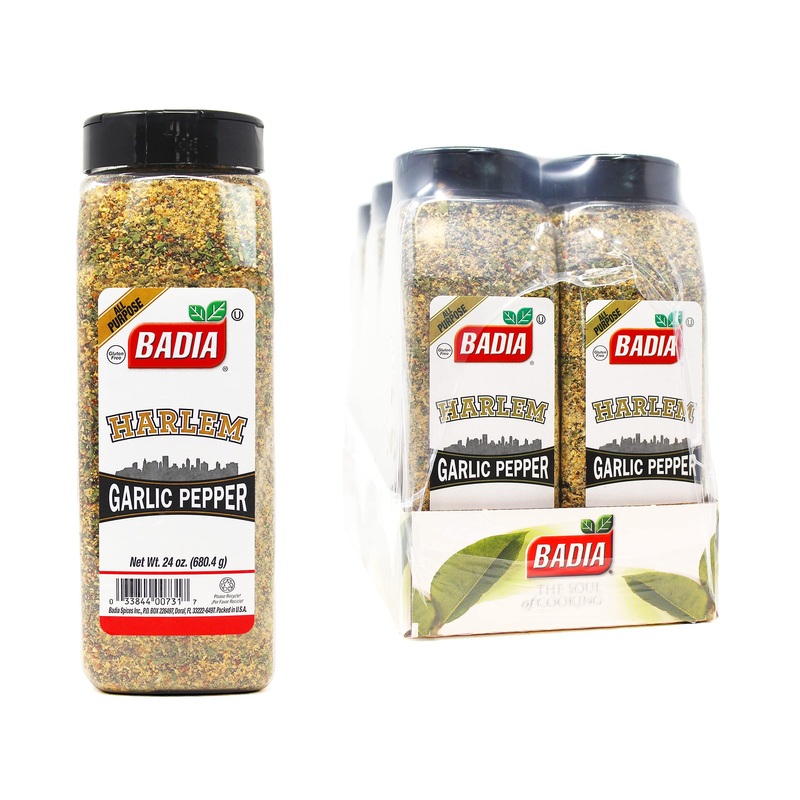 Badia Harlem Garlic Pepper Seasoning, 24 Ounce (Pack of 6) - Bold Flavor, Perfect for Cooking and Seasoning
