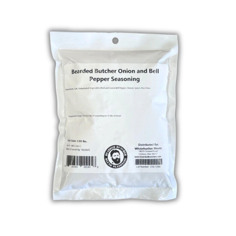Bearded Butchers Onion And Bell Pepper Seasoning, Case Of 24 (15 Oz) - For Up To 25 Lbs Of Meat - Perfect For Bratwurst, Sausage