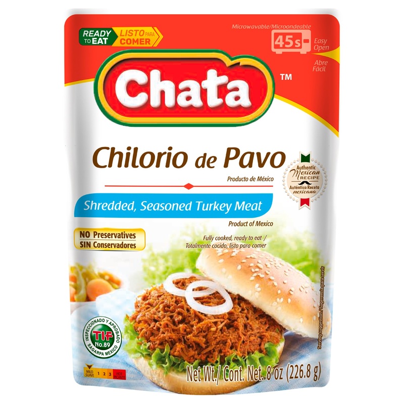 Chata Turkey Chilorio, Shredded Seasoned Meat, 8 Oz, Pack Of 6