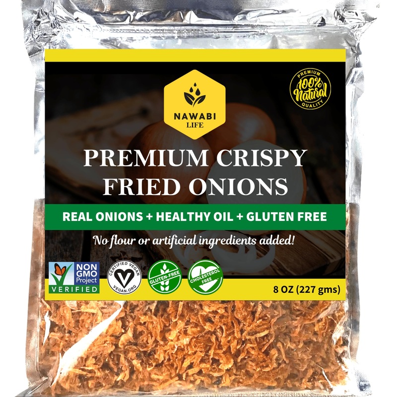 Crispy Fried Onions | 100% Natural (Non-Gmo) | Gluten Free | Keto Friendly | No Sodium | Low Carb | Resealable Bag | 8 Oz | By N