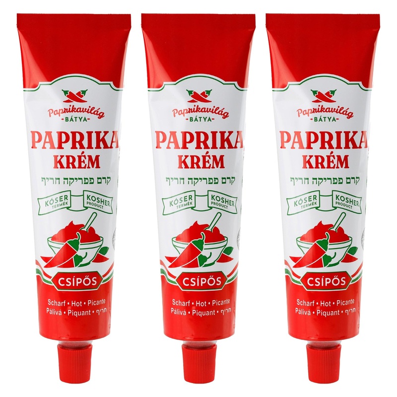 Hungarian Paprika Paste, Hot (3X160G/5.6Oz) Certified Kosher, Economy Pack, Imported From Hungary, Similar To Piros Arany