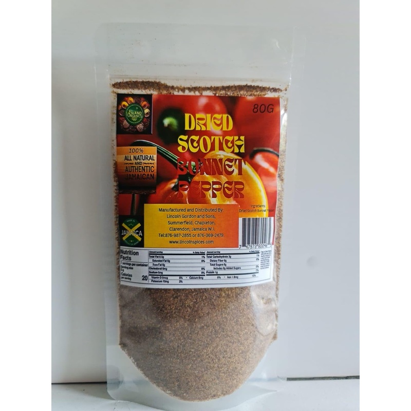 Island Organics Natural Jamaican Dried Scotch Bonnet Pepper Powder (80G)