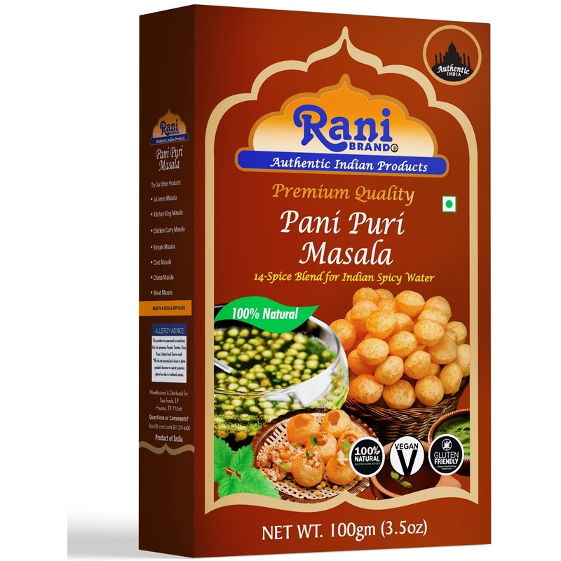 Rani Pani Puri Masala (14-Spice Blend For Indian Spicy Water) 3.5Oz (100G) ~ All Natural | Vegan | No Colors | Gluten Friendly |