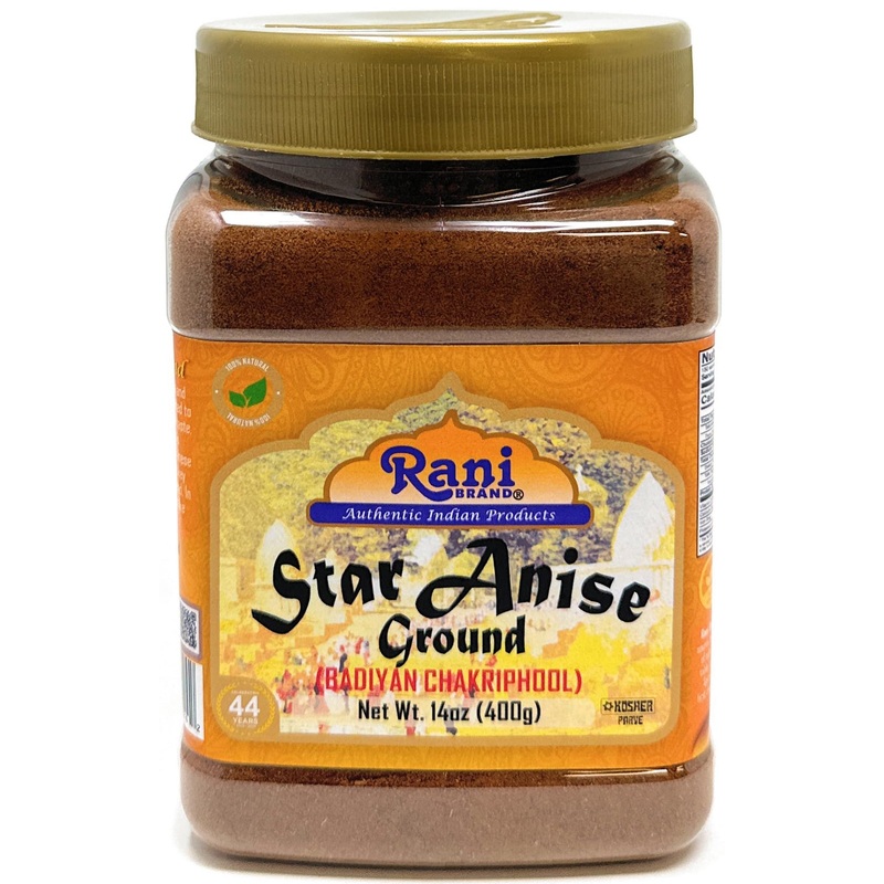 Rani Star Anise Powder (Badian Khatai) Ground Spice 14Oz (400G) Pet Jar ~ All Natural | Gluten Friendly | Non-Gmo | Kosher | Veg