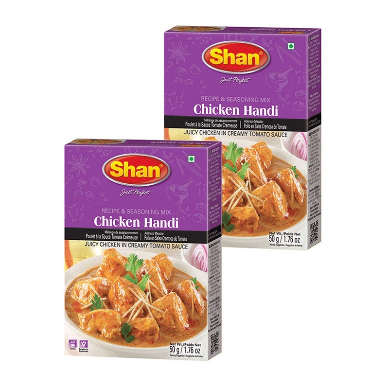 Shan Chicken Handi Recipe And Seasoning Mix 1.76 Oz (50G) - Spice Powder For Juicy Chicken In Creamy Tomato Sauce - Suitable For