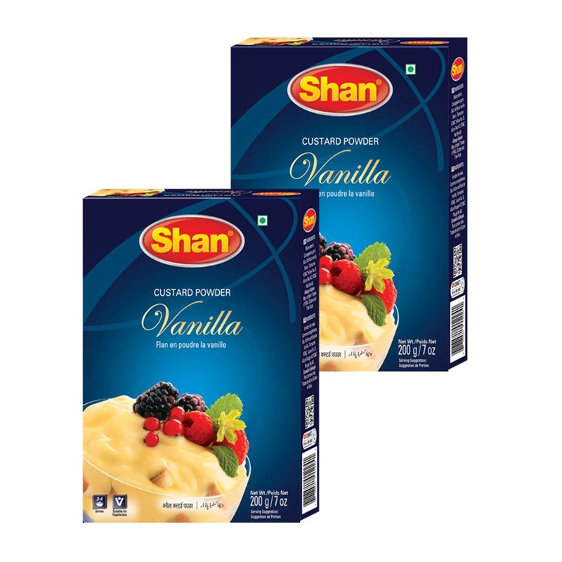 Shan - Custard Powder Vanilla, 7 Oz (200G) Suitable For Vegetarians, Halal (Pack Of 2)