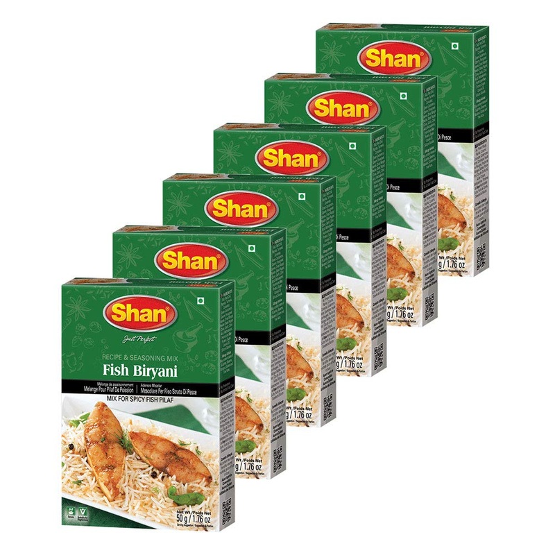 Shan Fish Biryani Recipe & Seasoning Mix 1.76 Oz (50G) - Aromatic Spice Powder For Spicy Fish Layered Pilaf, Fried Fish & Seafoo