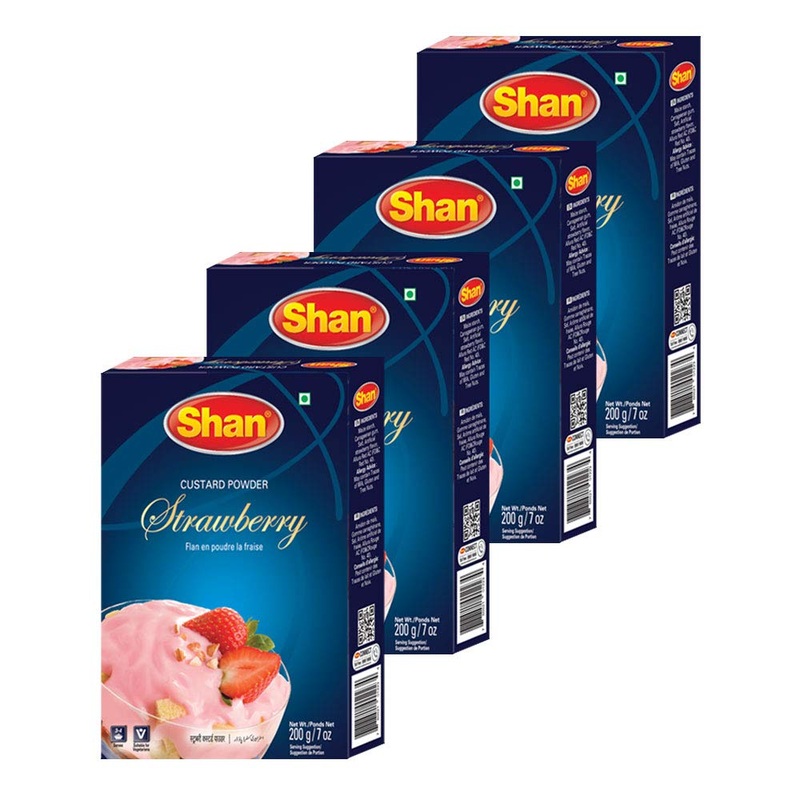 Shan Strawberry Custard Powder 7.05 Oz (200G) | Flan En Poudre La Fraise | Rich & Creamy Dessert Mix | Perfect For Puddings, Ice