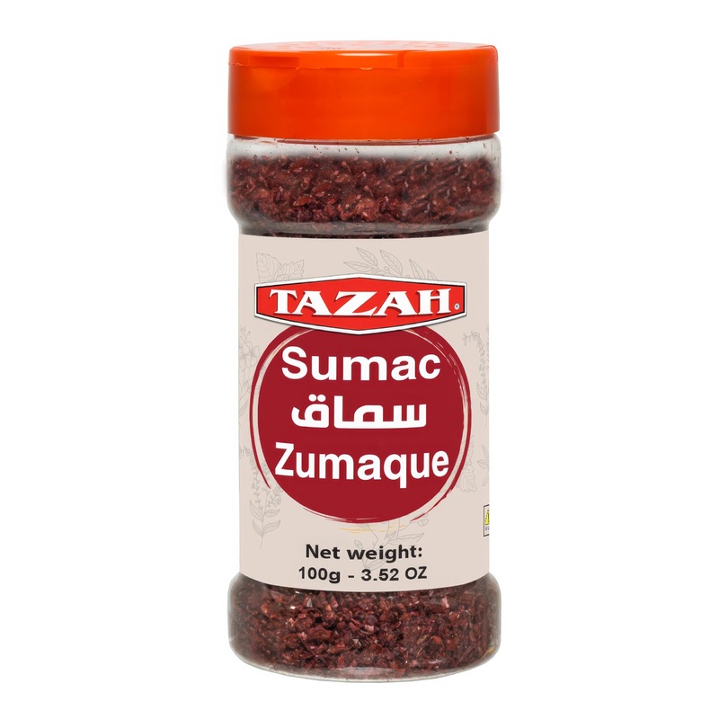 Tazah Pure Sumac Spice 3.52 Oz (100G) Coarse Ground Sumac From Jordan - Essential Ingredient For Mediterranean And Middle-Easter