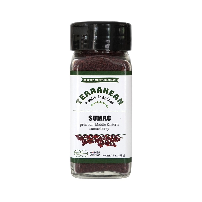 Terranean Herbs & Spices Sumac Seasoning Blend, 1.8 Oz Shaker, Gluten Free And Vegan, Premium Middle Eastern Sumac Berry