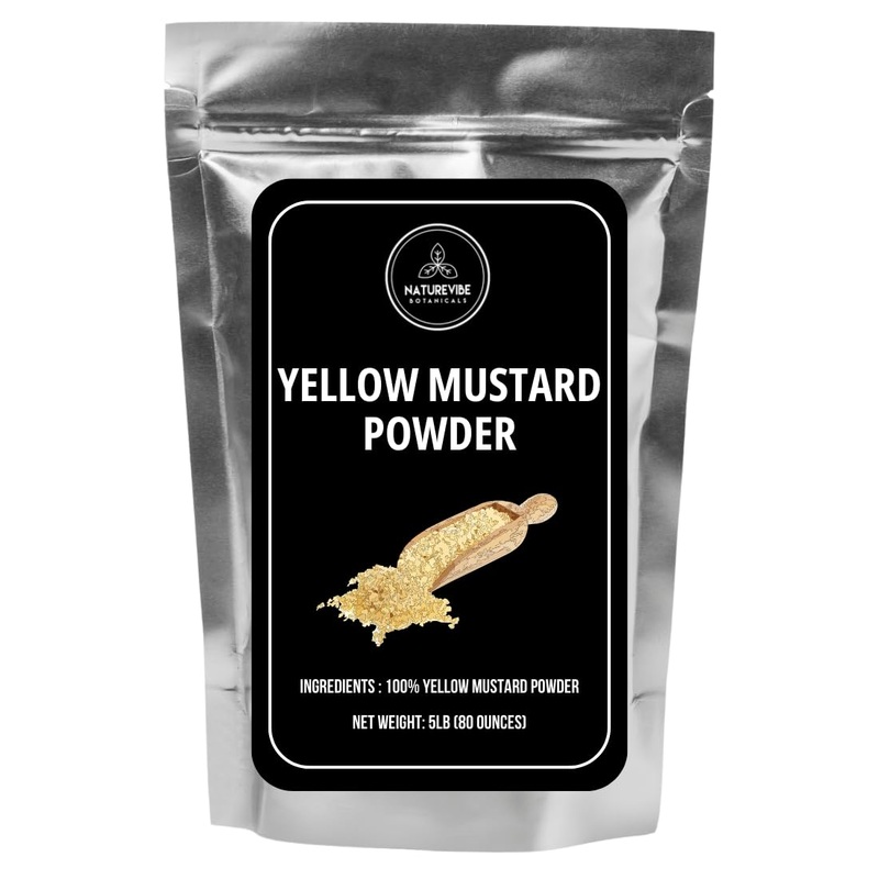 Yellow Mustard Seed Powder By Naturevibe Botanicals 5Lb | 100% Pure Yellow Mustard Grounded | Adds Flavor | Bulk Bag (80 Ounces)