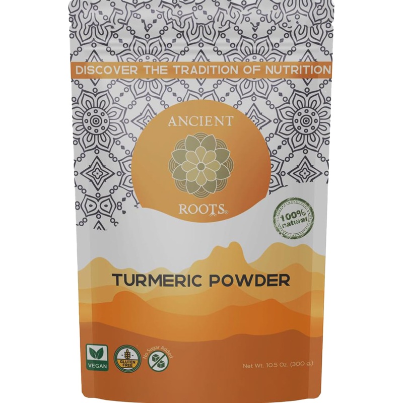 Ancient Roots Turmeric Powder - 100% Pure, Hand-Harvested, Rich In Curcumin, Non-Gmo & Gluten-Free 10.5 Oz (100 Servings)