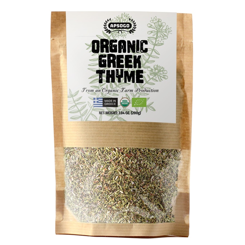 Apsogo Dried Organic Thyme From Greece - Premium Quality & Exceptional Taste, Perfect As A Spice Or Thyme Tea (7.05Oz)