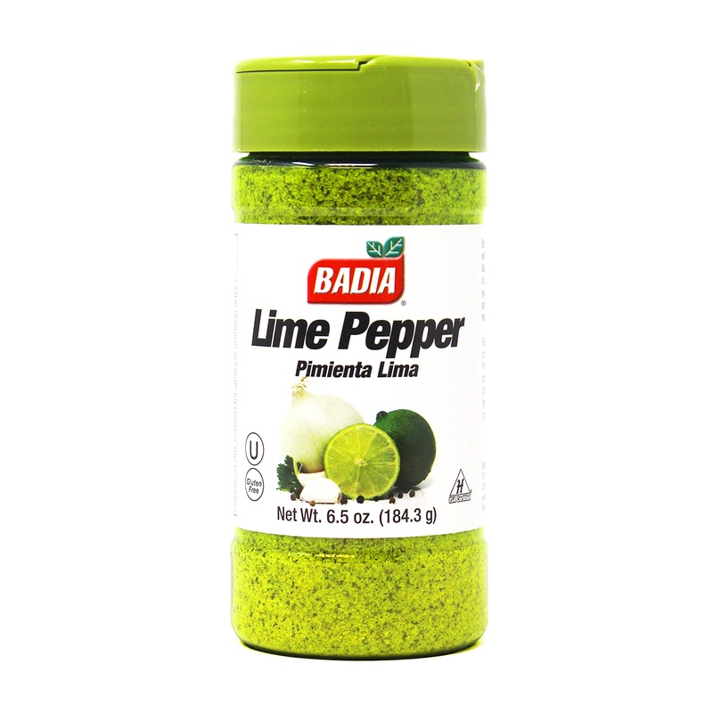 Badia Lime Pepper Seasoning, 6.5 Oz - Pepper, Garlic & Onion, Zesty Citrus Blend For Chicken, Seafood & Vegetables