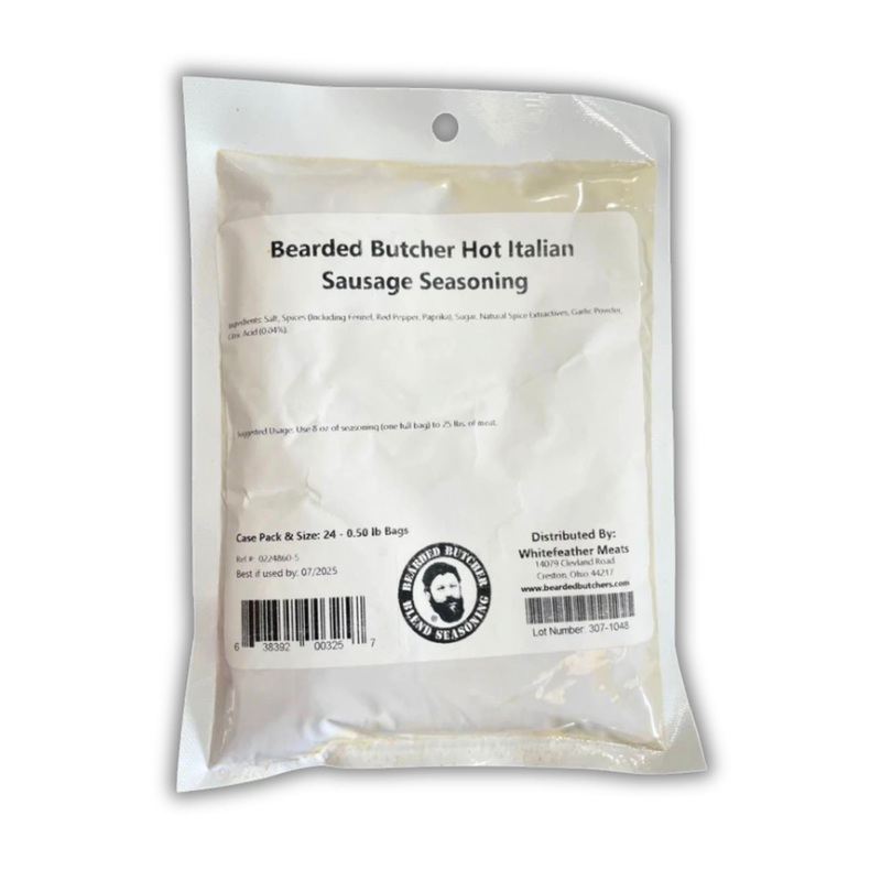 Bearded Butchers Hot Italian Seasoning, 8 Oz - Seasons Up To 25 Lbs Of Meat - Spicy Flavor With Red Pepper, Fennel & Garlic - Pe