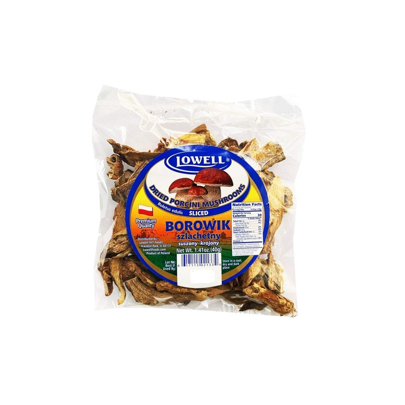 Dry Sliced Boletus (Porcini) Borowik 40 G Lowell. Product From Poland.