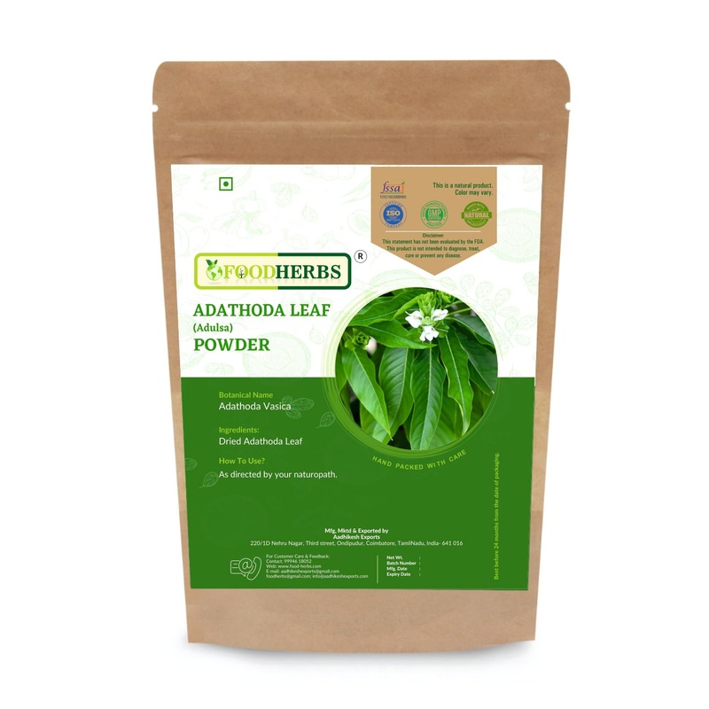 Foodherbs Adathoda Powder 200 Gms/0.44 Lbs Adathoda Vasica Adulsa