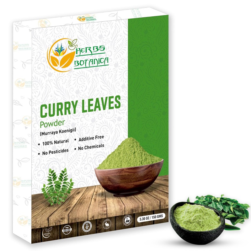 Herbs Botanica Curry Leaf Powder 5.3 oz - 100% Natural, Promotes Hair Growth, Thicker Hair, No Chemicals