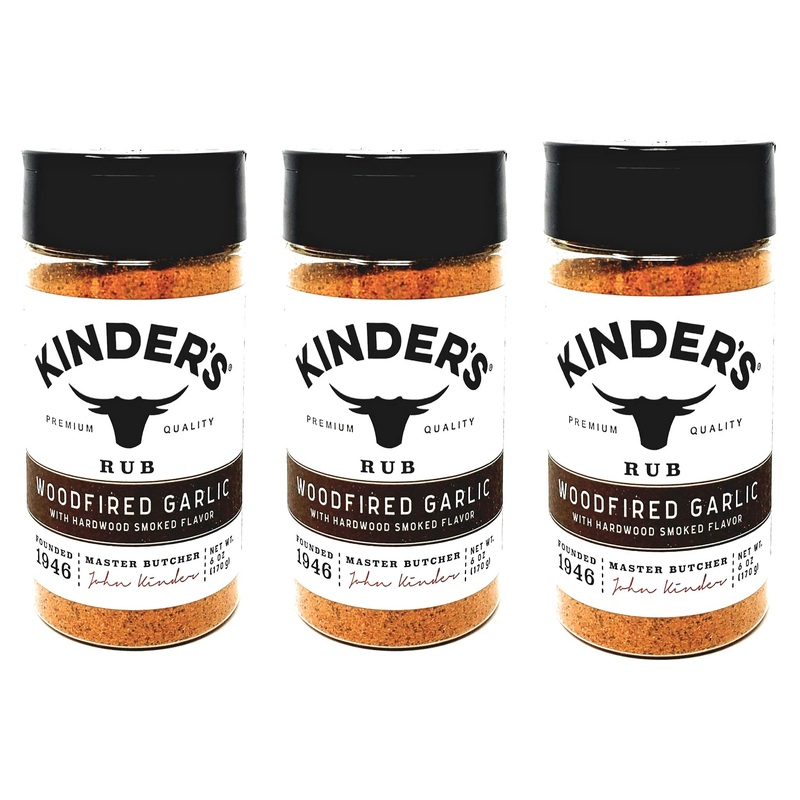 Kinders Woodfired Garlic Rub Bulk Pack Of 3 Bottles - 6 Oz Per Bottle - 18 Oz Total Of Premium Quality Kinders Rub
