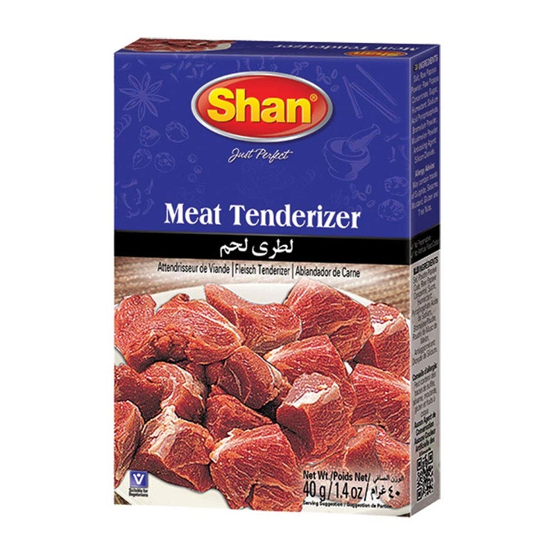 Shan - Meat Tenderizer Seasoning Mix 1.4 Oz (40G) - Papaya Based High Altitude Cooking Powder - Suitable For Vegetarians