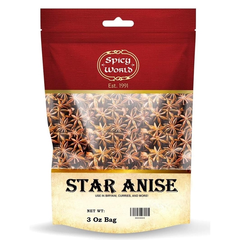 Spicy World Star Anise Whole Pods 3 Oz Bag -Premium Quality, Vegan, All Natural, Dried, Great For Baking & Tea