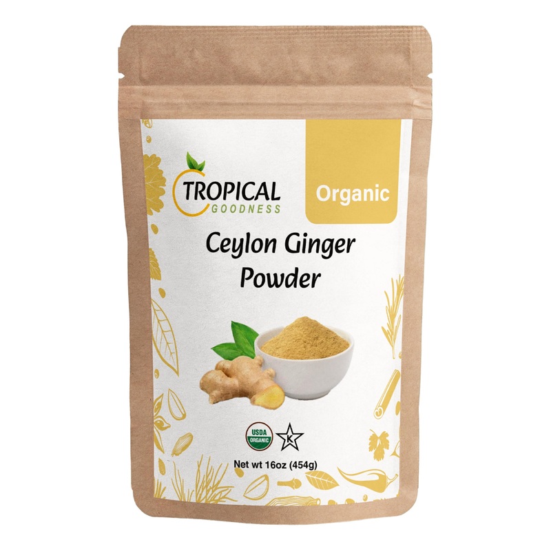Tropical Goodness Ground Ginger Powder Organic 16Oz (1Lb), Usda & Kosher Certified, Authentic Tropical Flavour, Non-Gmo, Gluten-