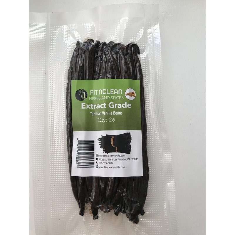 26 Tahitian Vanilla Beans Grade B Extract Exclusive Bulk|4''-5'' Whole Natural Raw Non-Gmo Pods By Fitnclean Vanilla