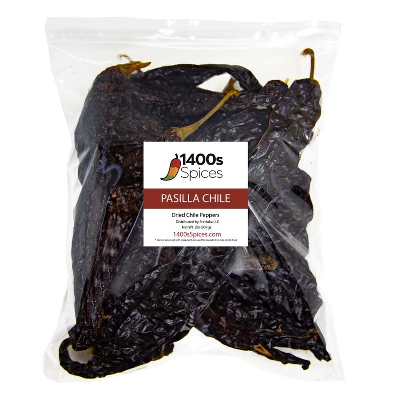 2Lb Pasilla Chiles Dried Bulk, Chile Negro Food Service By 1400S Spices