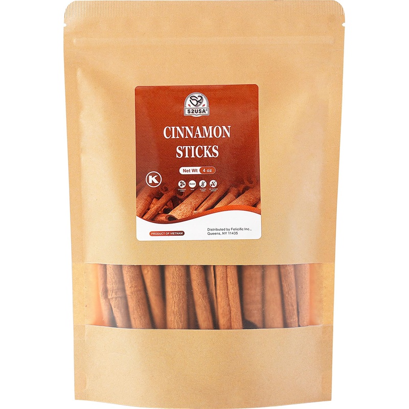 52Usa Cinnamon Sticks, Cinnamon 4 Oz (113G), Whole Cinnamon Sticks, 100% Raw, Kosher Certified, Gluten Free, Pure & Fresh Cinnam