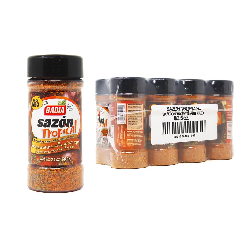 Badia Saz  N Tropical W/ Annatto & Coriander, 3.5 Oz (Pack Of 8)