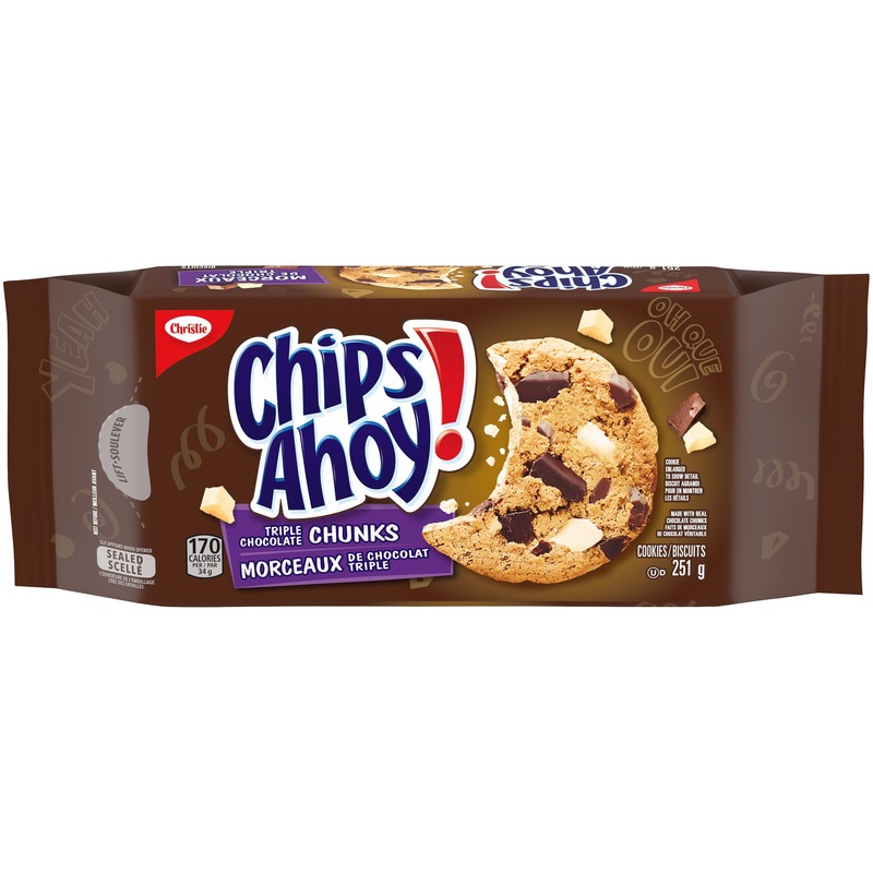 Christie Chips Ahoy Triple Chocolate Chunks Chip Cookies, 251G/8.9Oz - Indulgent Chocolate Chip Treats