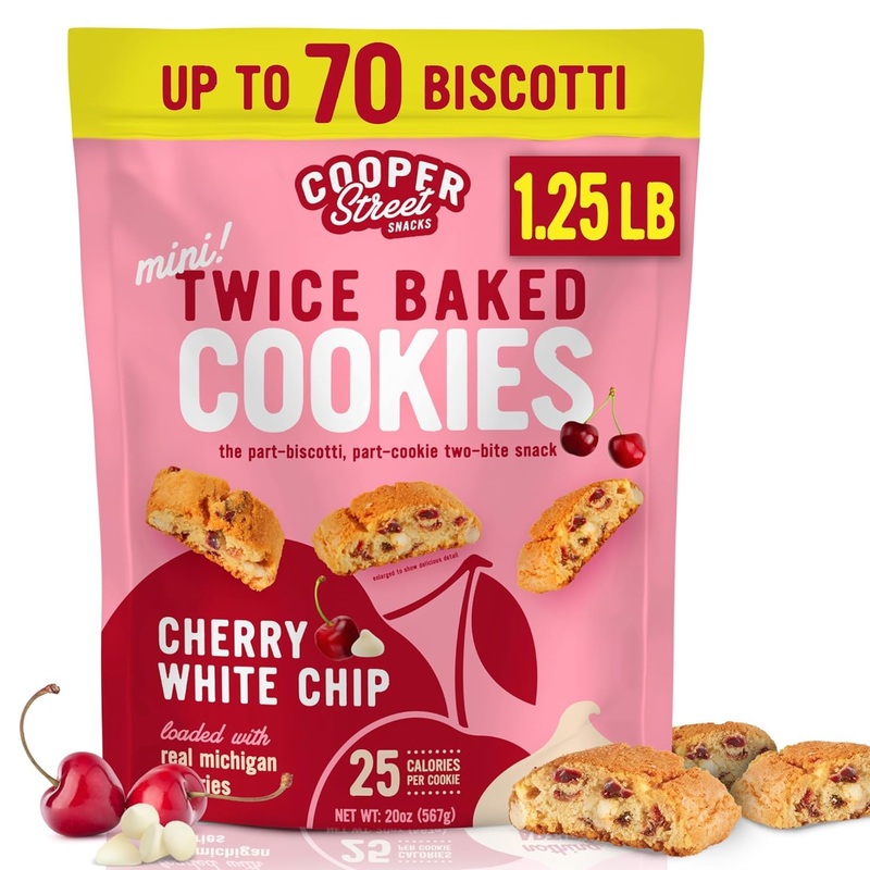 Coopar Street Snacks Cherry White Chip Twice Baked Cookies 22Oz