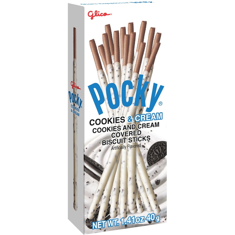 Glico Pocky Cookies And Cream Covered Biscuit Sticks, Artificially Flavored, 1.41 Ounces (Pack Of 20)